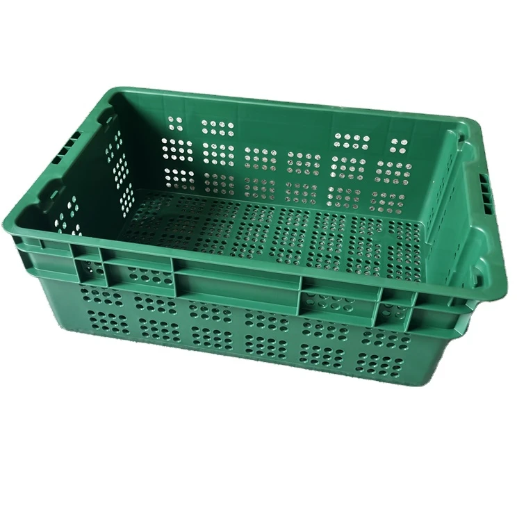 China supplier wholesale 600x400x200 mm food grade Stackable Storage Harvest Box Crates Black Color Plastic Crates For fruit