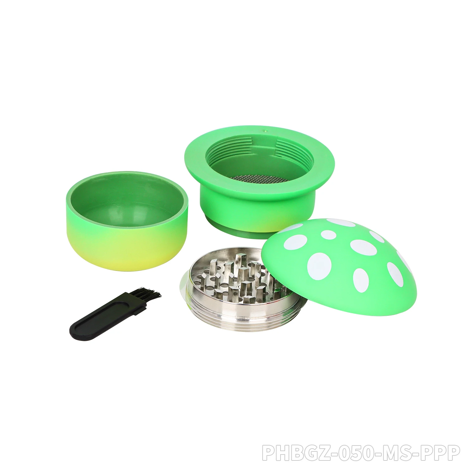 Puff Puff Pass Brand Series 4-Layer Zinc Alloy Plastic Cigarette Grinder Rainbow Color Spray Paint Frosted Mushroom