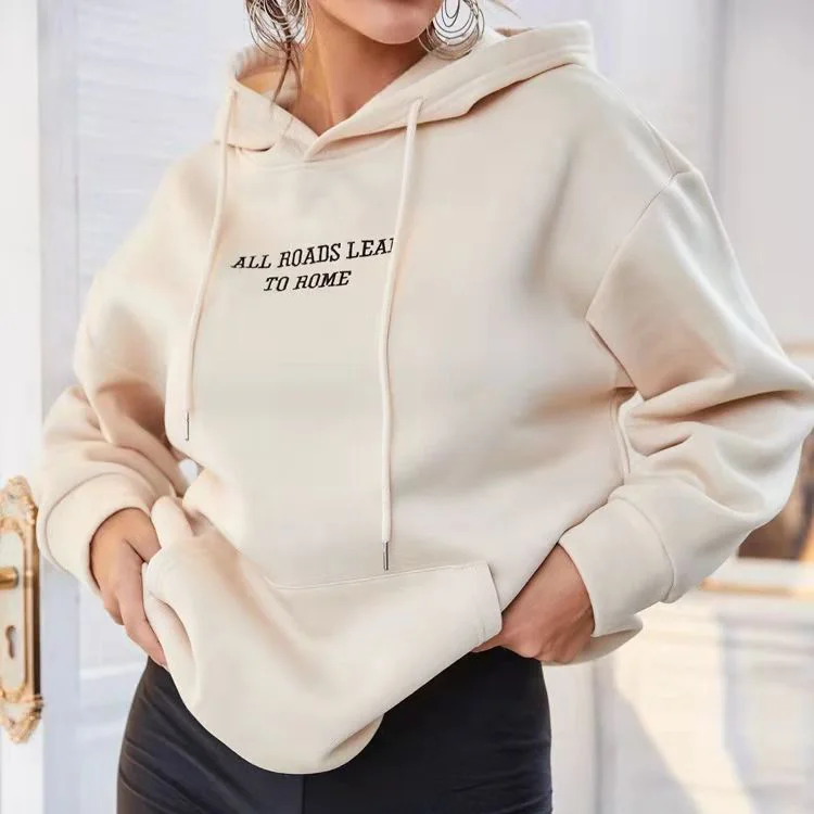 Женская флисовая толстовка с длинным рукавом и карманом-кенгуру