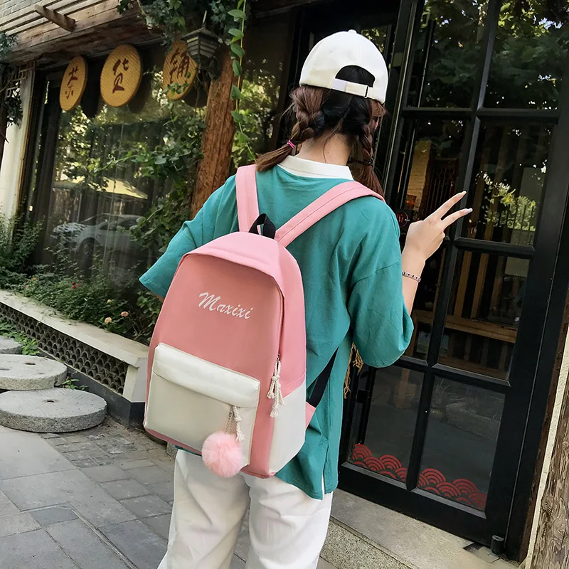 Wholesale 4Pcs/set Women School Backpacks  For Teenagers Girls Student Book Bag Boys Satchel  Shoulder Bag