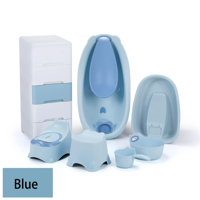 AliGan-Baby bath tub set 7pcs wardrobe accessories for newborn baby  kids travel portable essential plastic infant basin bucket