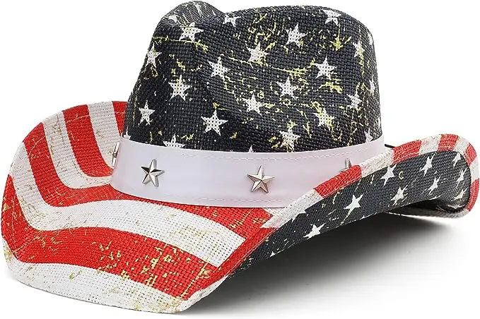 Wholesale woven custom printed designer distressed sombreros para hombre para el sol cowboy straw hat with elastic band