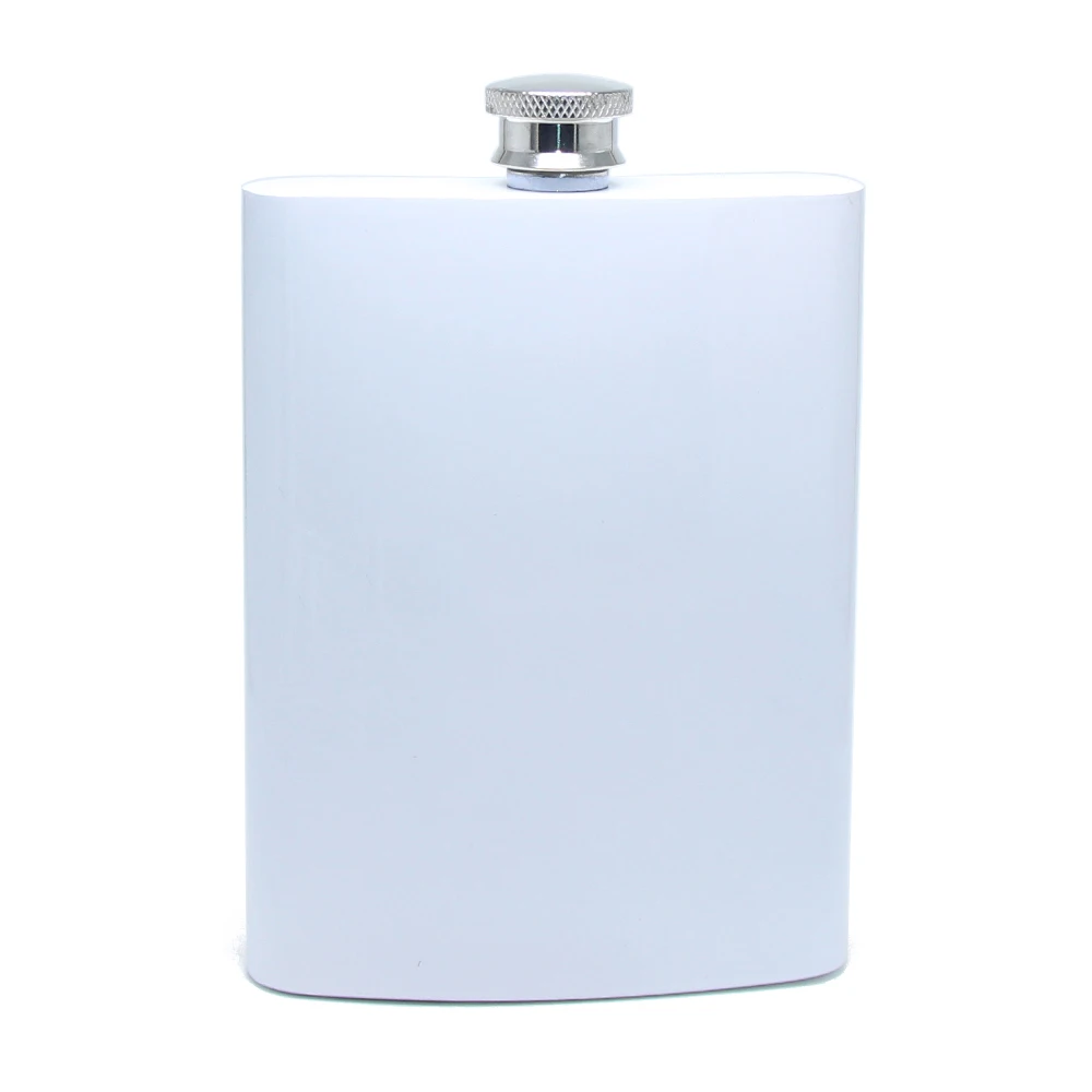 8oz White Hip Flask DIY Metal Stainless Steel Convenient Outdoor Travel Whisky Wine Pot Bottle Holiday Gift Sublimation Flask