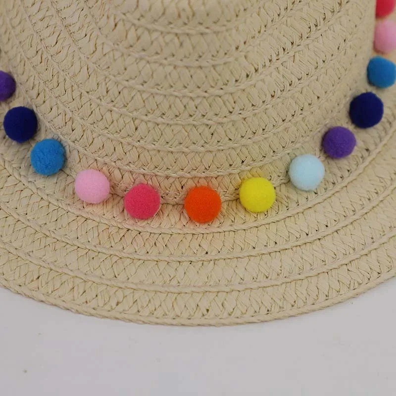 Hot Selling Wholesale Panama Straw Hat With Rainbow Color Decoration Sunshade Bohemian Summer Beach Fedora Hat For Women Adult