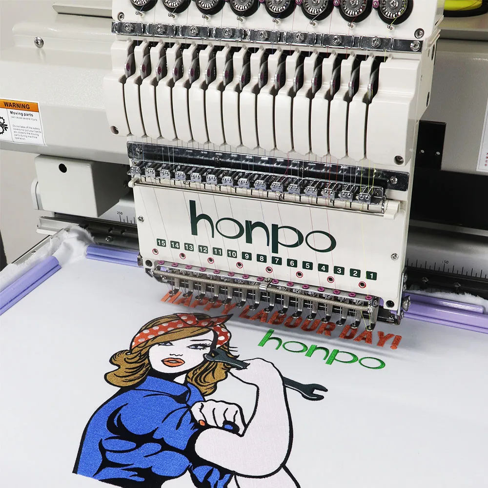 50% Discount honpo Single Head Embroidery Machine Computerized in China 1500 SPM for Hat Clothe Pant Embroidery