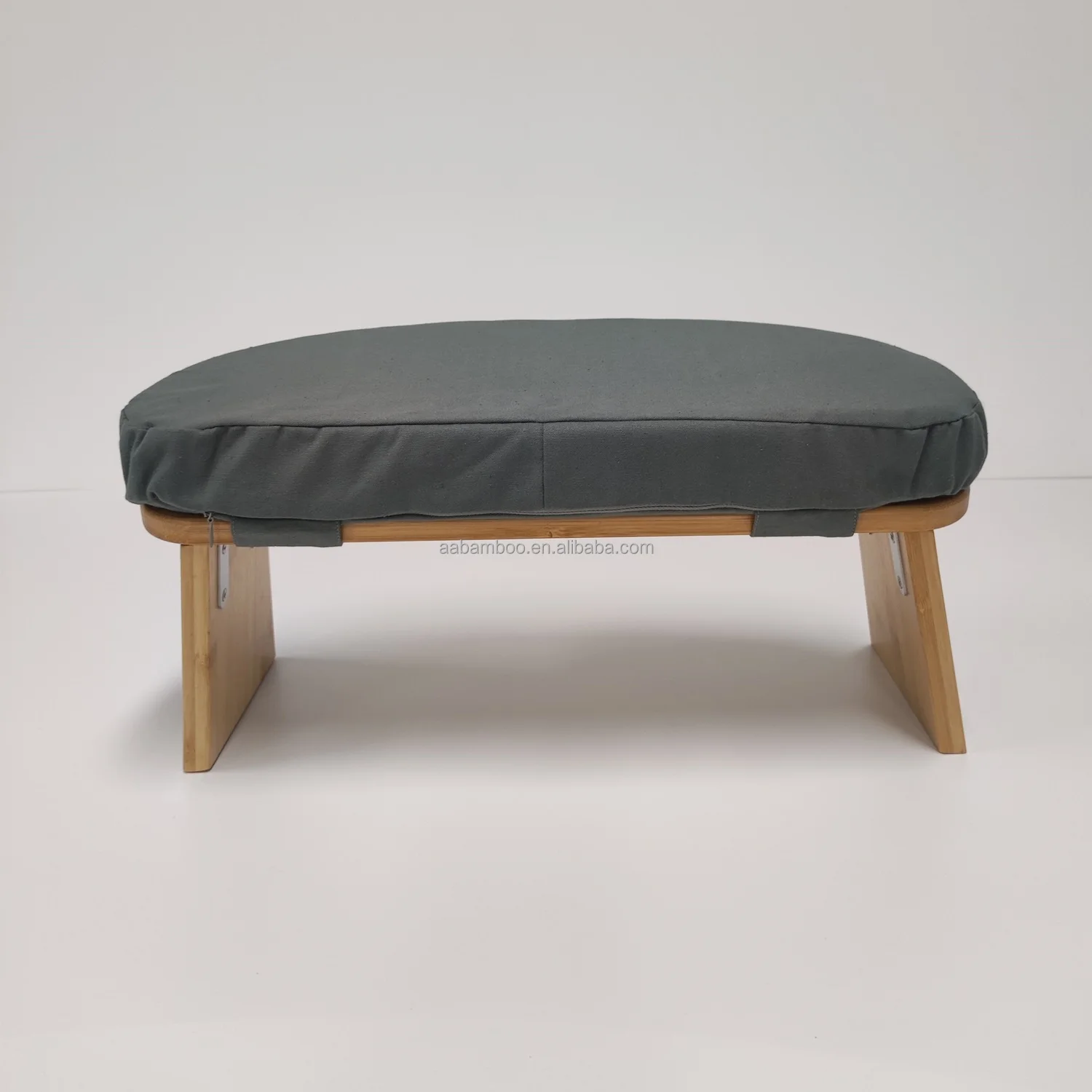 Custom portable bamboo wood foldable yoga meditation bench with cushion carrying bag