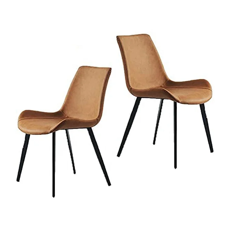 Matte PU Saddle Leather Upholstered Accent Chairs Mid Century Modern Kitchen Dining Chairs
