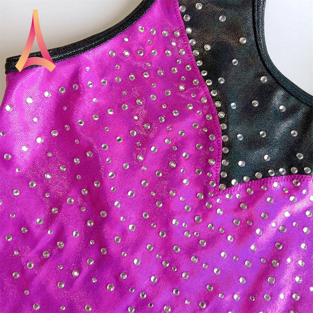 Wholesale shining girls leotards sleeveless gymnastics leotards