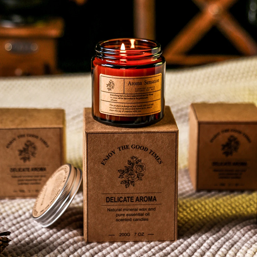 50%OFF Markdown Sale Senior Aesthetic High Quality Brown Glass Candle Jar Luxury With Tin Lid  Scented Candle