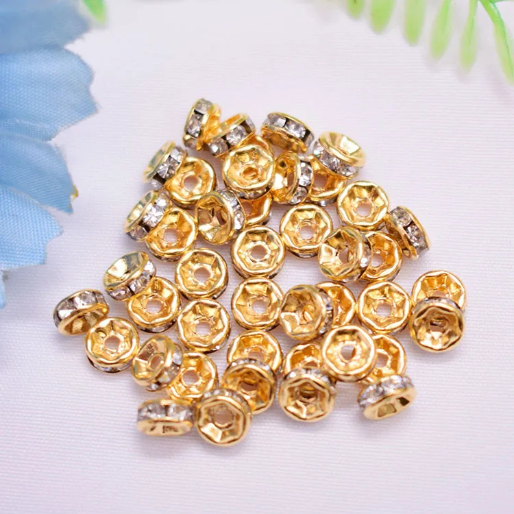 JS1794 Silver gold tone crystal rondelle spacers,rhinestone rondelle spacers,jewelry components