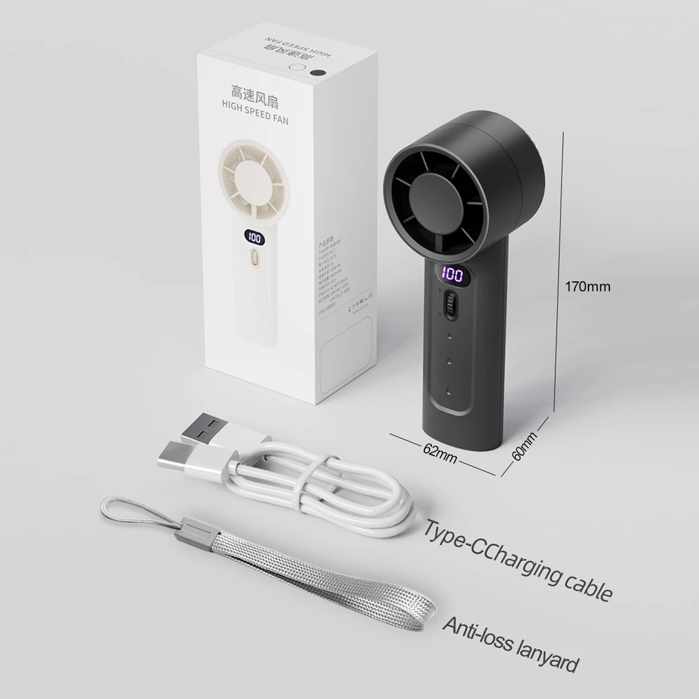 KC Battery High Speed Mini Turbo Fan Powerful Handheld Wearable Air Conditioner Fan Smart Digital Display Personal Hand Fan