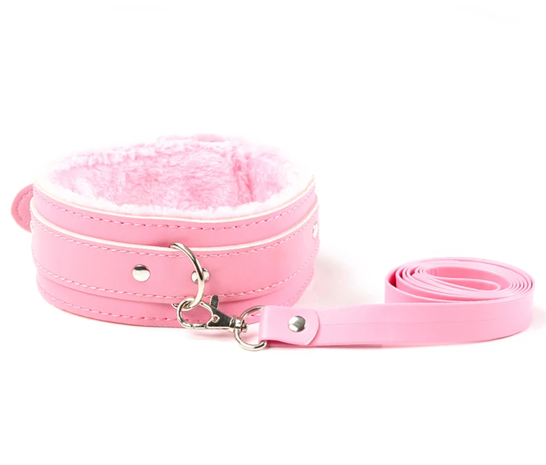 SM Restraints Flirting Plush Leather Neck Collar Fetish Bondage Choker Dog Slave Necklace