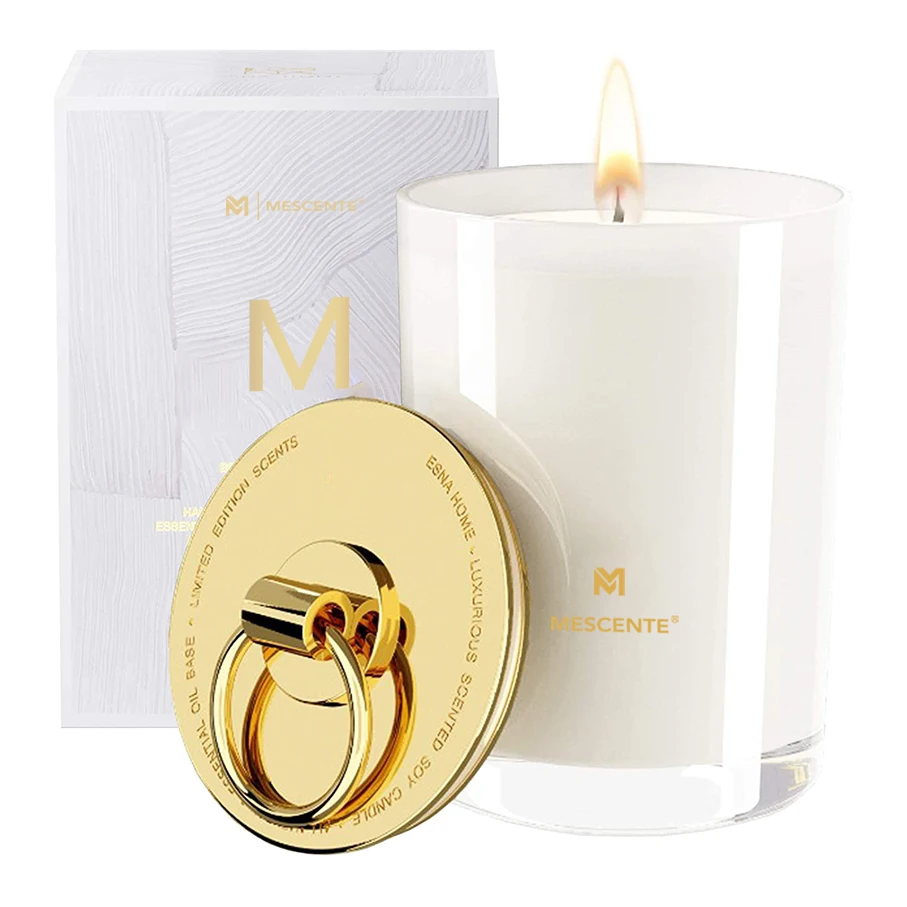 Mescente luxury custom private label scented candles with lid and boxes packaging