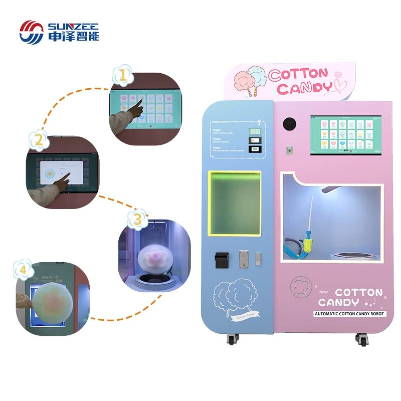 Support Multi-language Electric Commercialautomatic Vend Machine Cotton Candy