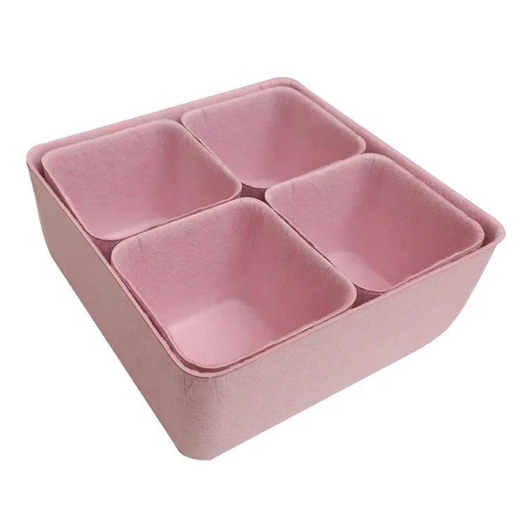 5- Pack makeup felt storage bins Office drawer organizers