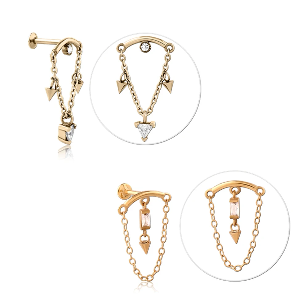 Lotus 316L Tassel Chain Helix Cartilage Hidden Chain Earrings Body Jewelry Wholesale Stainless Steel Piercing