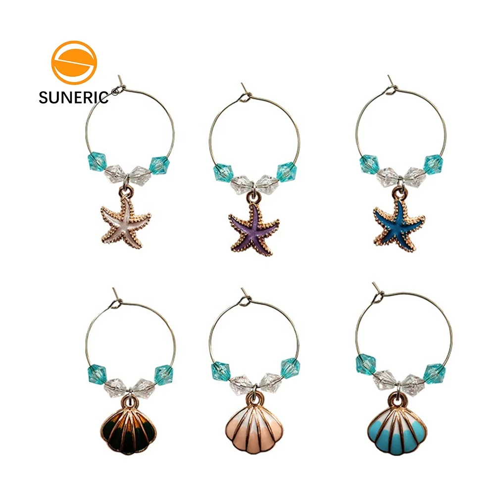 Bar Party Decorative Metal Red Wine Charm Creative Pineapple Markers Tags Set Metal Wine Glass Charm Rings