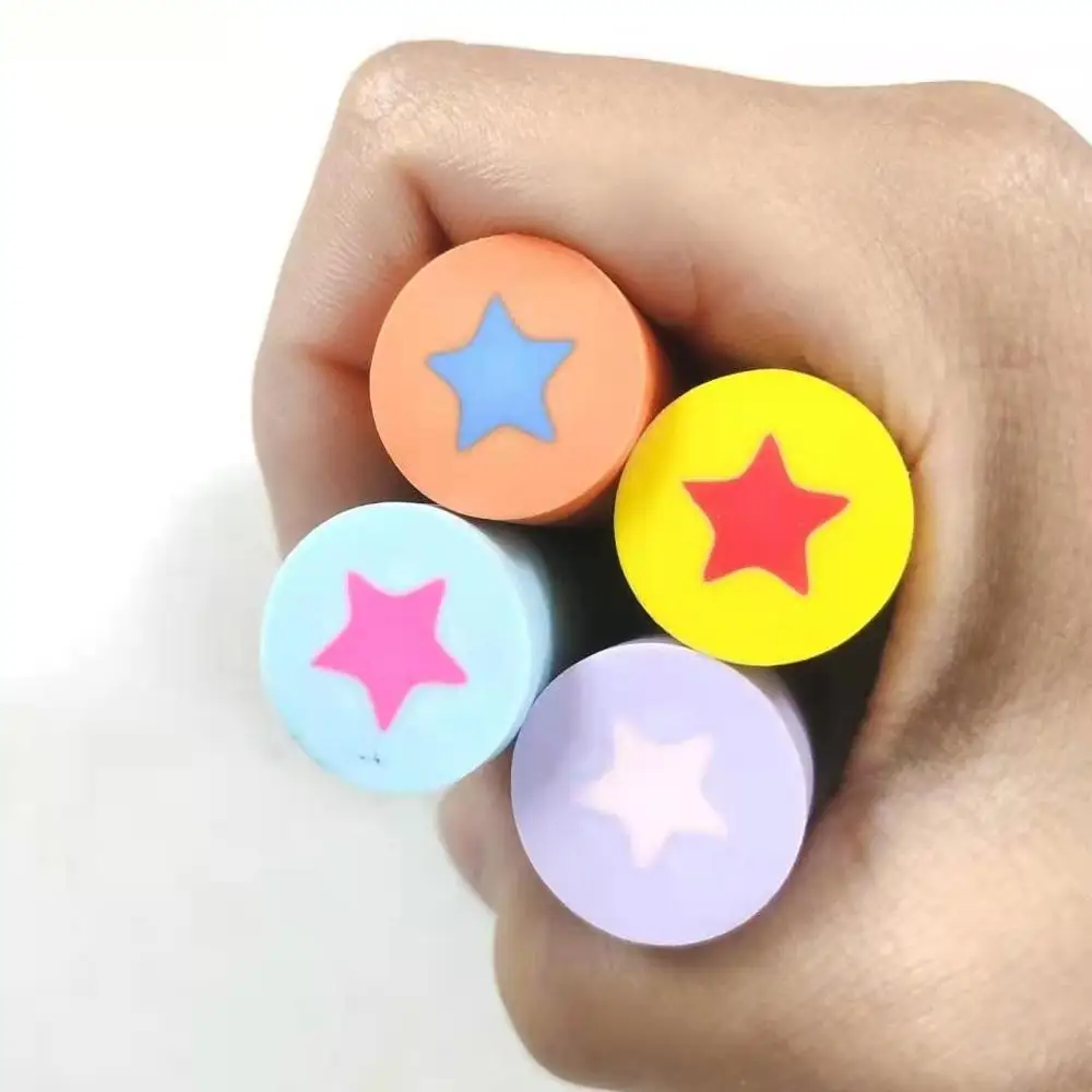 Creative and cute  2D    Cylindrical five-pointed star eraser environmental eraser customization