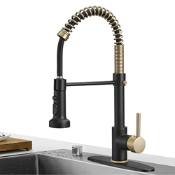 3 Modes 360 Degree Brushed Gold And Matte Black Brass Rotating Faucet Kitchen Sink Mixer Health Kitchen Tip Faucets