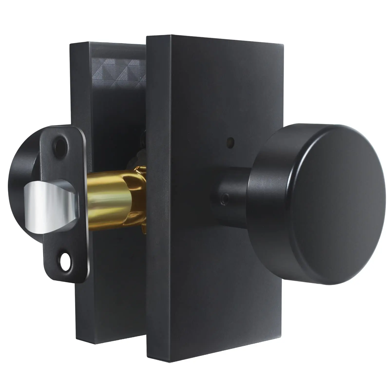 Matte Black Door Knobs Interior, Privacy Door Knob with Lock,Modern Rectangle Door Handles