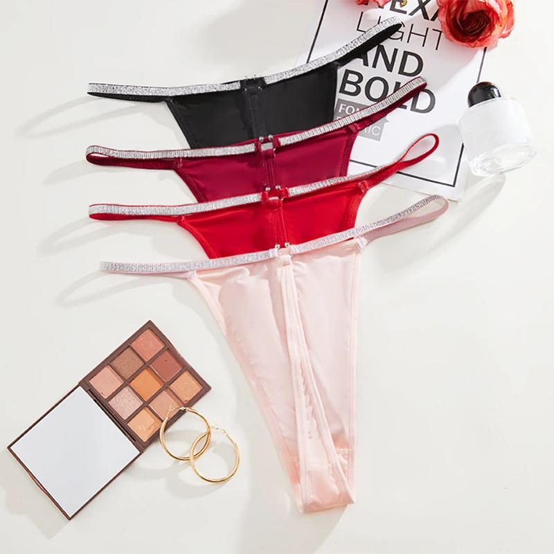 New Low Rise G-Strings Shiny Buckle Beautiful Thongs High Elastic Light Comfort Sexy Femme Panties