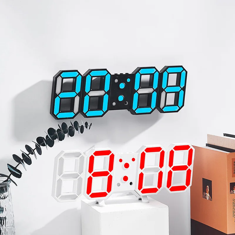 Creative 3D RGB Color Numerals Timer Alarm Clock Remote Control Luminous Digital Wall Clock For Living Room