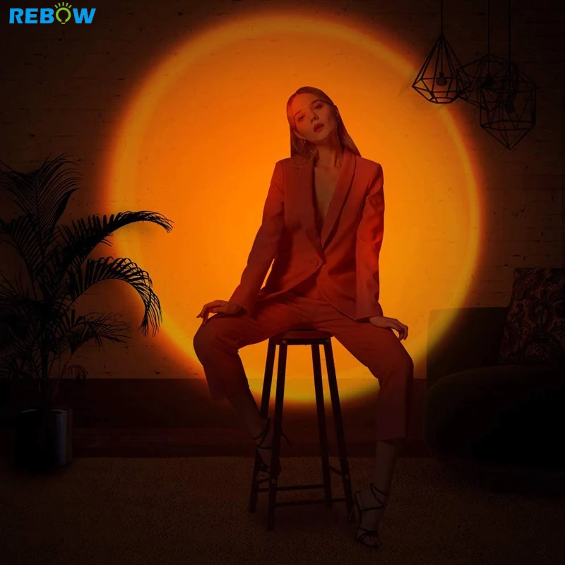 Drop shipping Rainbow RGB Sunset Projection Floor Lamp Room Led Night Light Projector Light Lamp