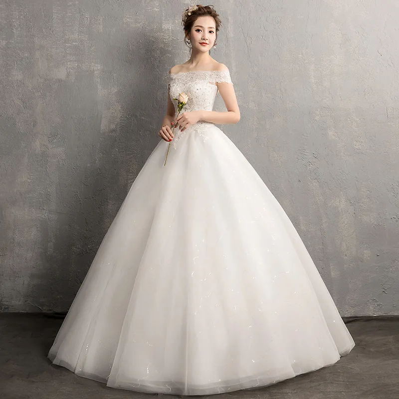 2019 Real Photo Korean Beaded Lace Applique Ball Gowns Wedding Dresses Plus Size Bridal Dress Princess Wedding Gown