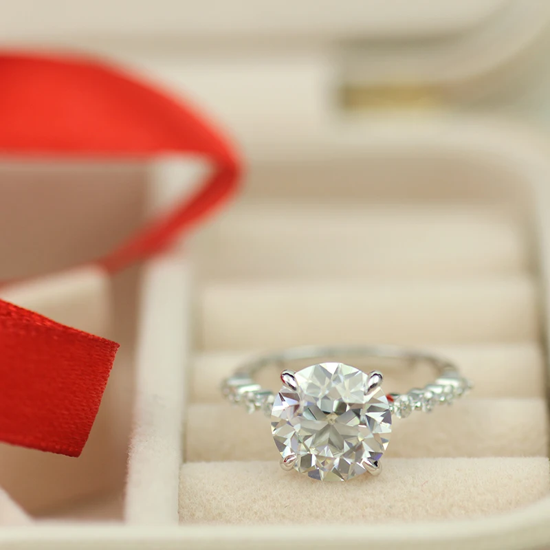 Классическое 18K 14k белое золото круглой формы 10 мм старое Европейское огранённое муассаитовое