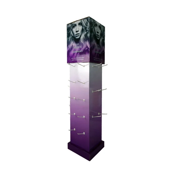 Cardboard Hook Floor Display Stand Cardboard Display Rack Small Pop Up Displaying Peg Hook