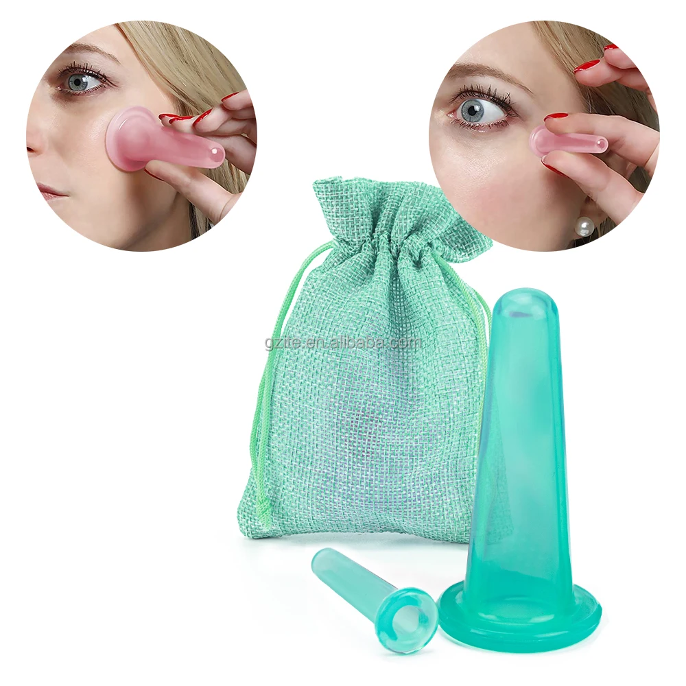 Portable BPA free silicone therapy suction massage cups  medical grade silicone body face massage  cupping set