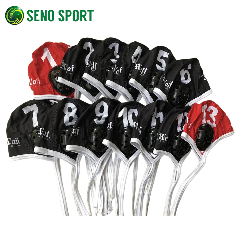 Black/White PBT Water Polo Field Cap With Numbers