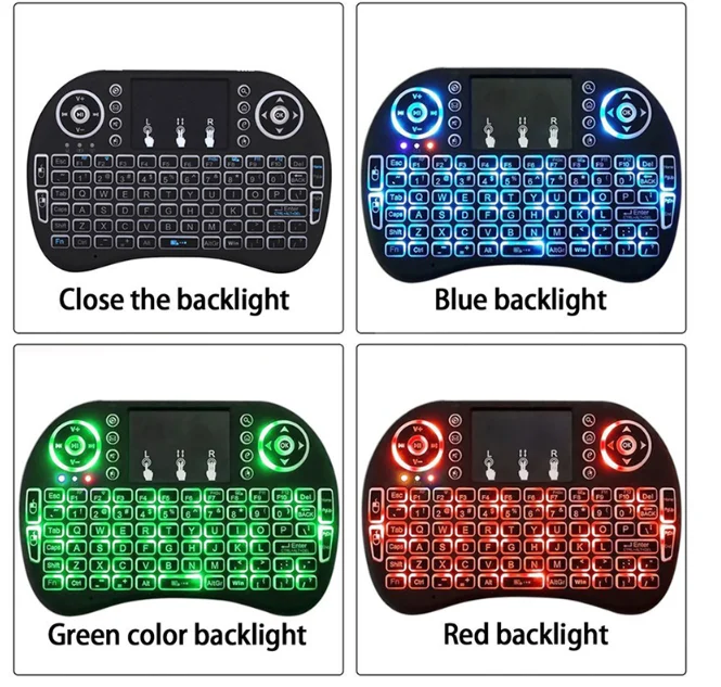 Backlit English Russian French Spanish Portuguese 2.4G Air Mouse Remote Touchpad for Android TV Box PC Mini Wireless I8 Keyboard