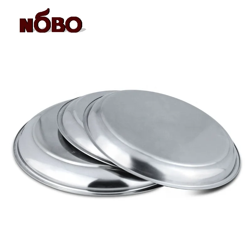 Thai 40/50/55 cm dinnerware tray set stainless steel round plate with scales pattern