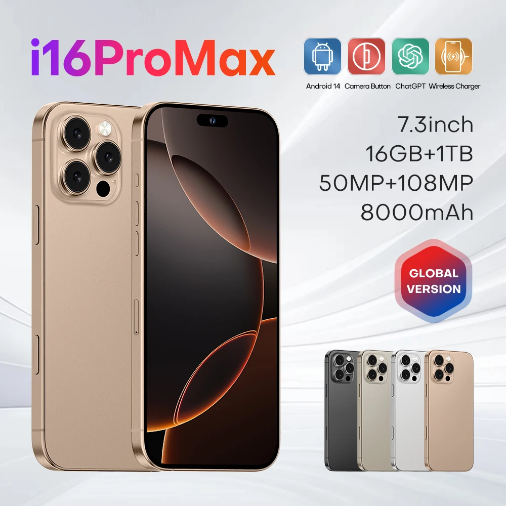2024 Latest Smart Mobile Phone 16 Pro Max Original Brand New unlock Phone 16 Pro 5G Smart Mobile Phone i16 ODM OEM 5Gcellphone