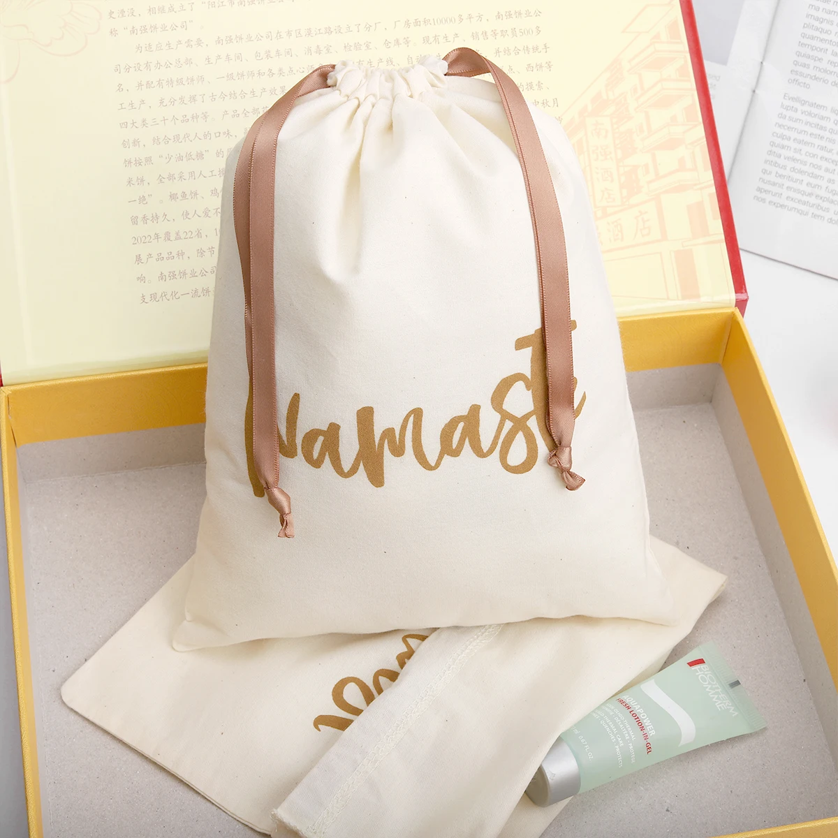 Reusable Custom Logo New Design Cosmetic Cotton Linen Drawstring Pouch Garment Dust Protecting Gift Party Jewelry Bag