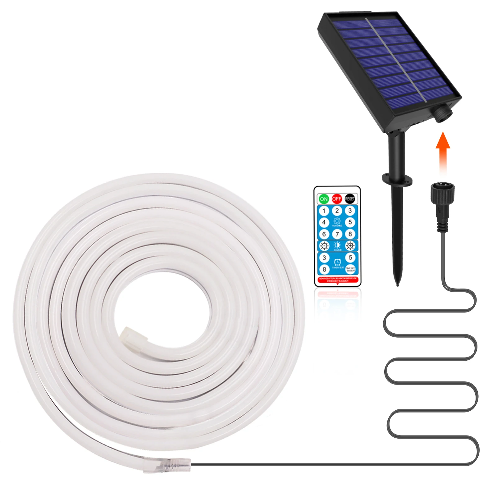 Waterproof Solar Neon LED Strip 12V 2835 SMD Flexible Tape Light IP67 Outdoor Decor Warm/ Cool White Remote Control