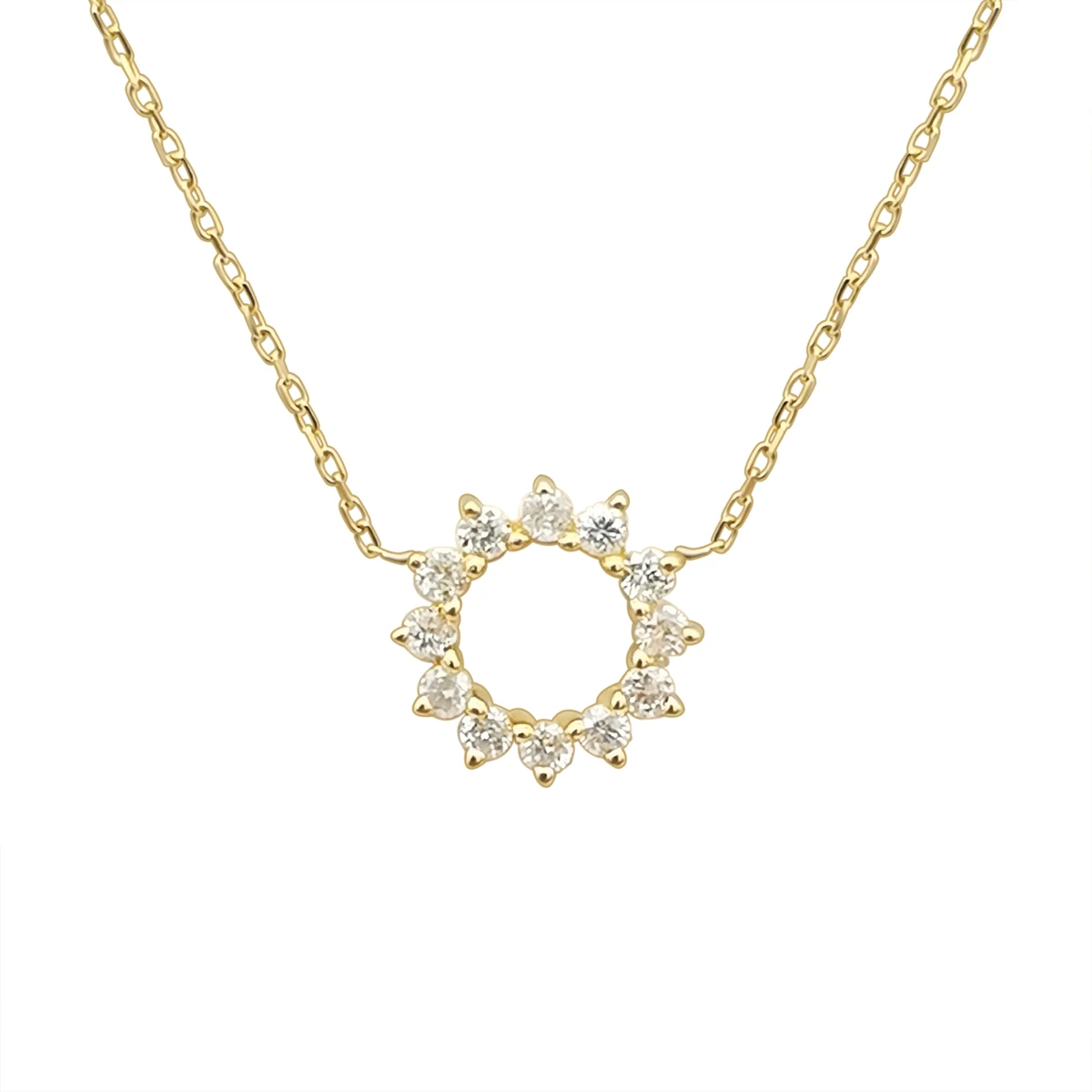 Au 750 Real Yellow Gold Lab Diamond Necklace Sunflower Brilliant VVS Moissanite  Real 14K 18K Gold Necklace for Women