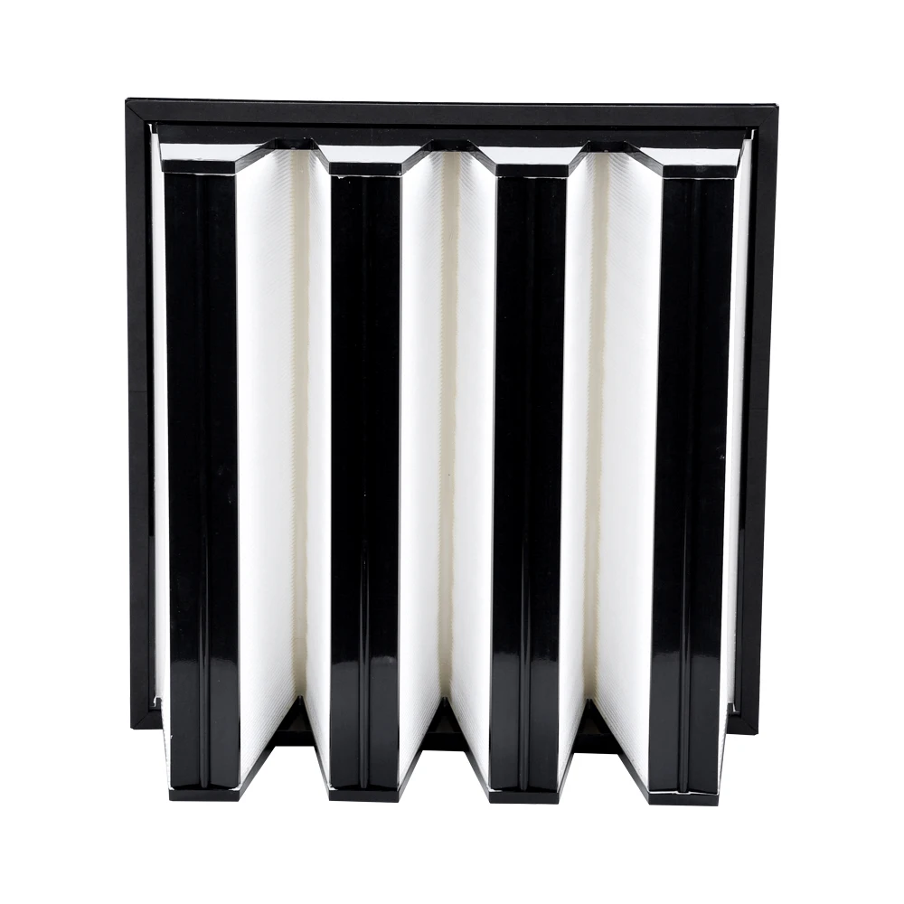 High Efficiency 0.3um Porosity Industrial Use H11 H12 V-type Mini Pleat Filter