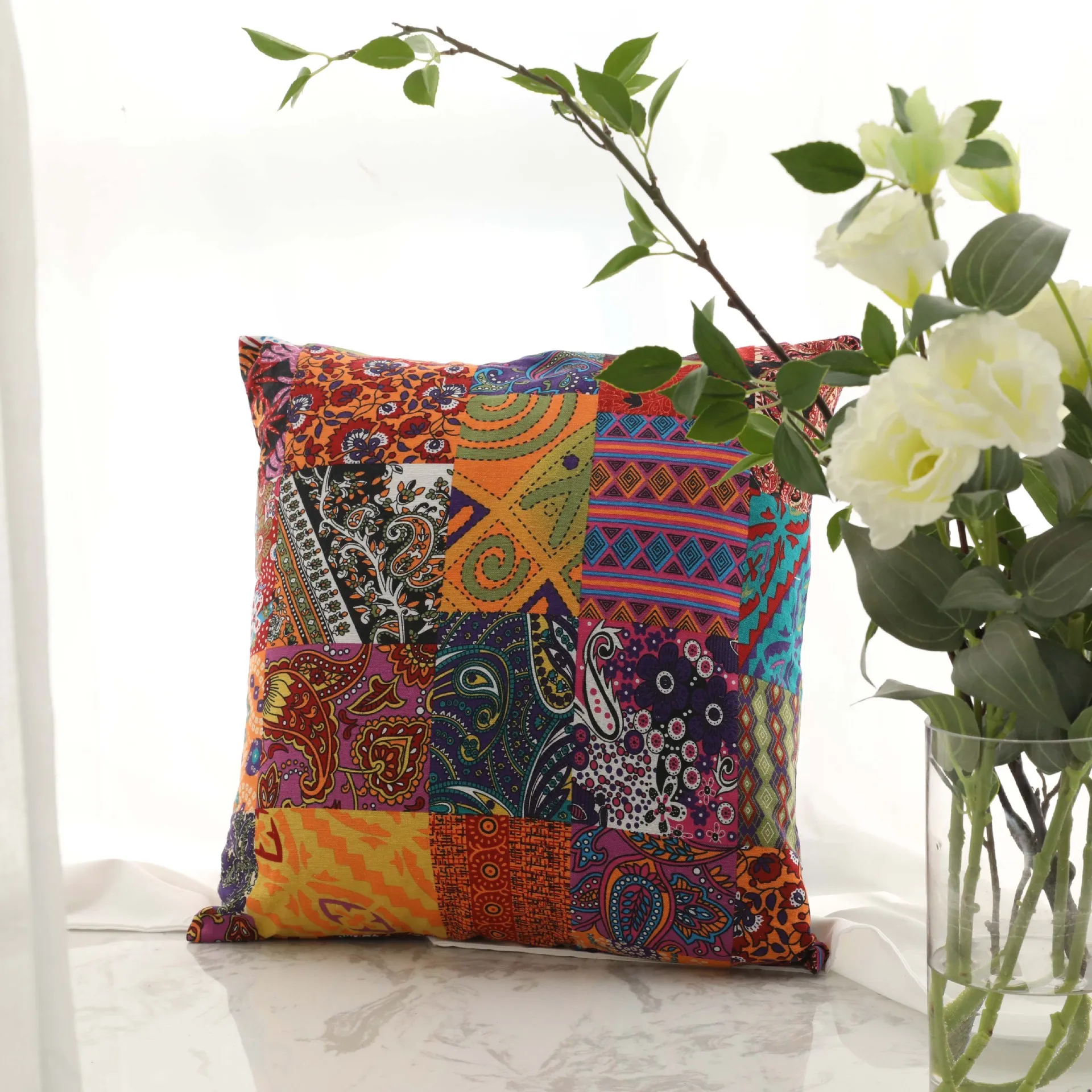 Wholesale Luxury High Grade Cotton Middle East Style Throw Pillow Cover Luxury Vintage Colorful Pillowcase