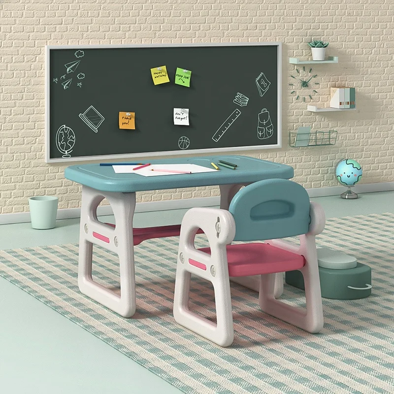Baby furniture study table with chair kindergarten plastic children kids table and chair