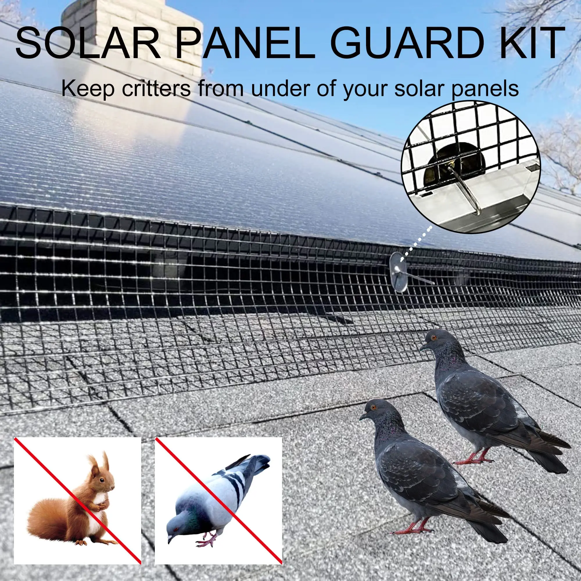 6 inch x100 ft Pvc Welded Mesh Solar Panel Bird Wire guard kit proof pigeon net for Solar Panels