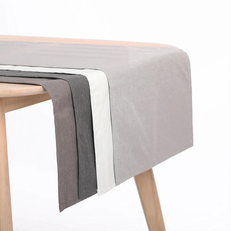 Solid Woven Waterproof Poly-linen Christmas Dining Table Runners for Dinning Room Decoration