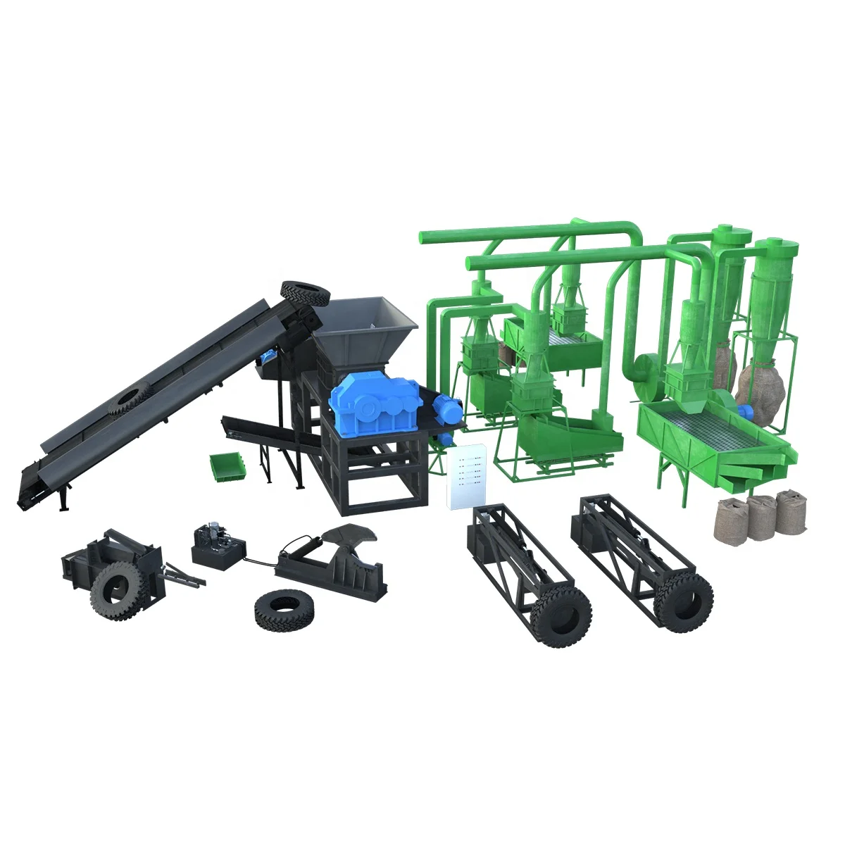 Used car tires recycling plant ATR-1000 tire shredder machine