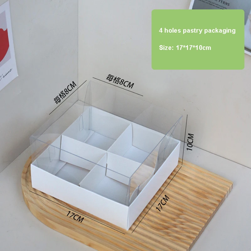 New Design White Lattice Dessert Packaging Box 4 Holes Egg Tart Packing Box Mousse Cup Cake Pastry Packaging Boxes