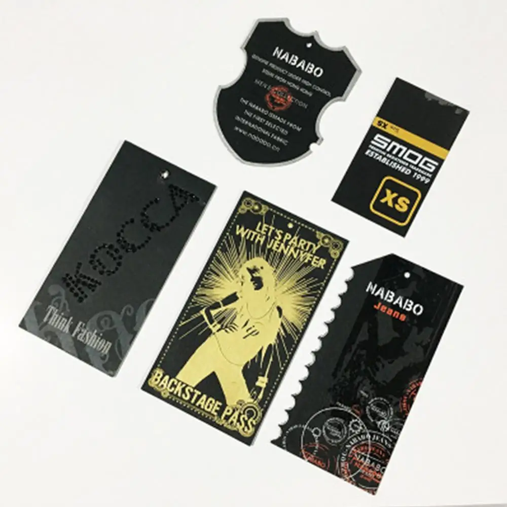 Роскошные бумажные персонализированные рельефные подвесные бирки для одежды с логотипом клиента устойчивый Индивидуальный размер индивидуальный цвет