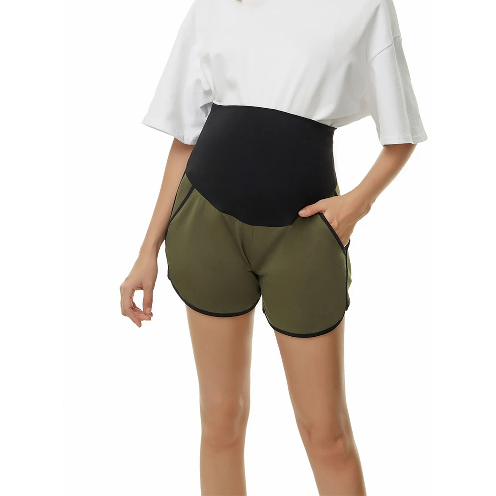 Wholesale Elastic Waist Abdominal Stitching Maternity Sports Yoga Shorts