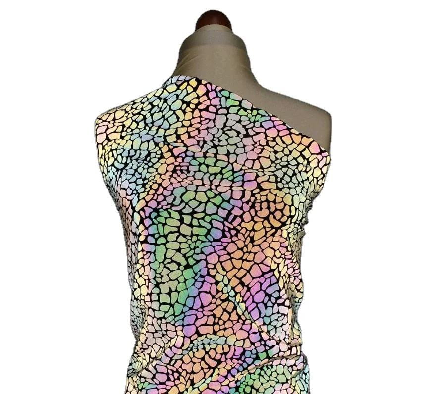 skull reflective glow in dark printing jersey fabric