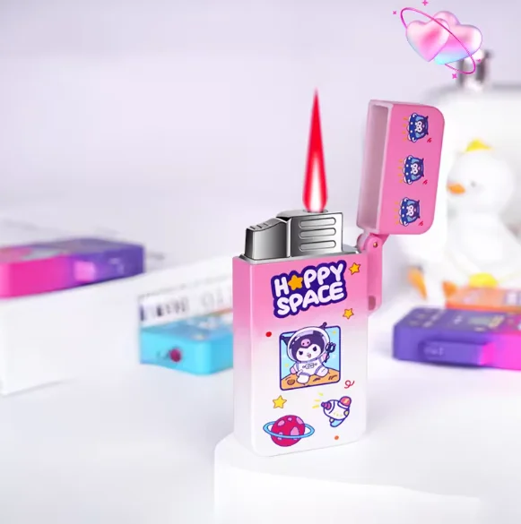 Портативная креативная мультяшная Зажигалка Kuromi Flash Light ветрозащитная зажигалка