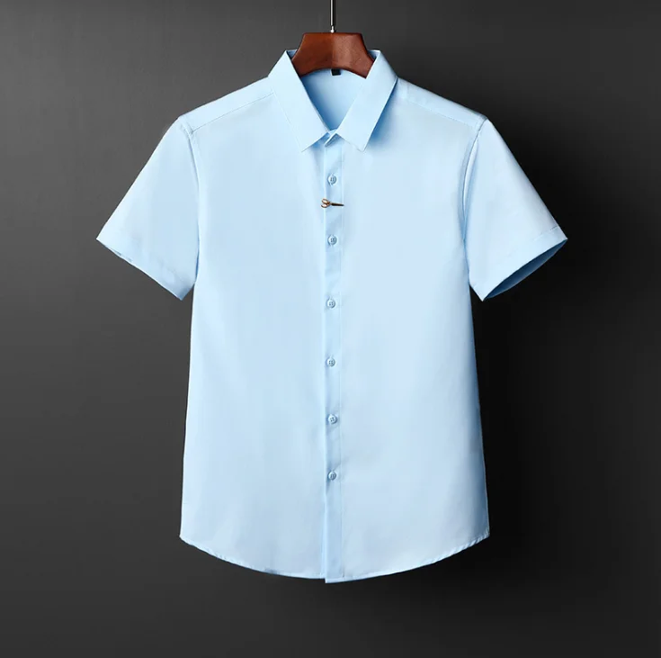 man clothes China supplier 100% cotton fabric classic collar short sleeves slim fit dress shirts men